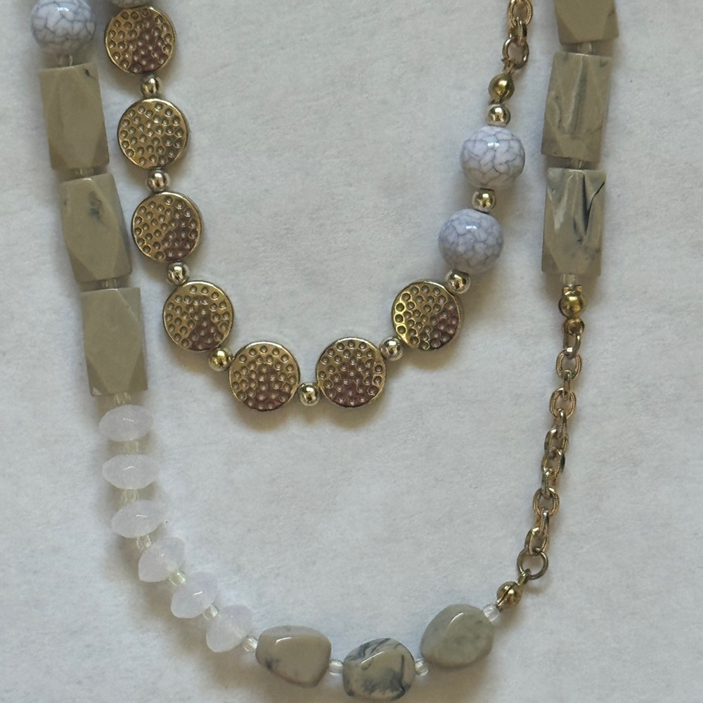 🌈 3/$15 Double Strand Beaded Necklace Neutral Colors